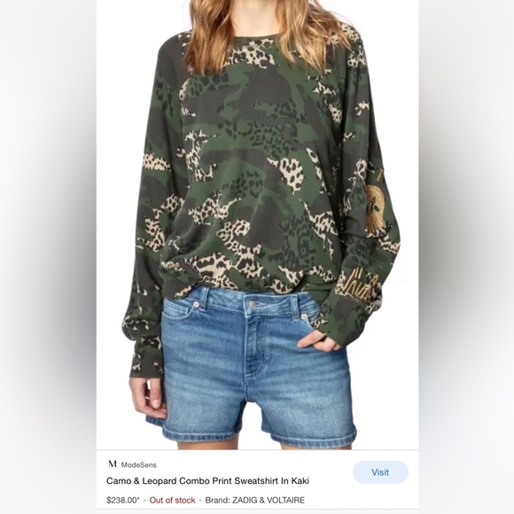 Zadig & Voltaire camo and leopard combo print sweater - Picture 2 of 9